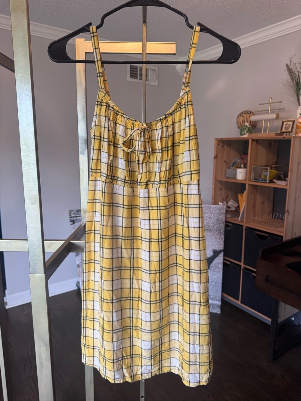Hollister Yellow Plaid Spaghetti Strap Slip Dress